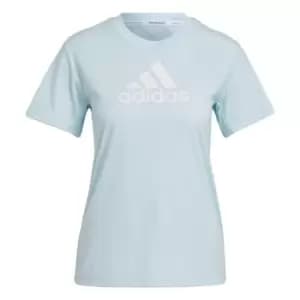 Image of adidas Primeblue Designed 2 Move Logo Sport T-Shirt Women - Almost Blue / White