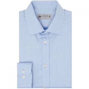 Image of Turner and Sanderson Elvedon Tailored Fit Dobby Spot Shirt - Blue