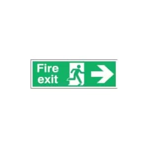Image of Fire Exit Arrow Right Rigid PVC Sign - 450 X 150MM