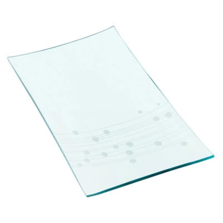 Image of Premier Housewares Etched Line Dot Etched Line Large Glass Plate Clear