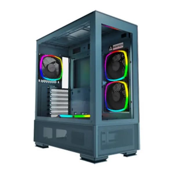 Image of Montech SKY TWO Blue Mid Tower PC Case with 4x ARGB Fans