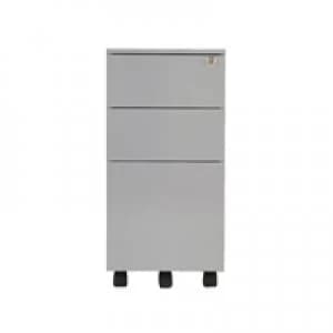 Image of Jemini Mobile Steel 3 Drawer Pedestal Slimline Silver KF74157
