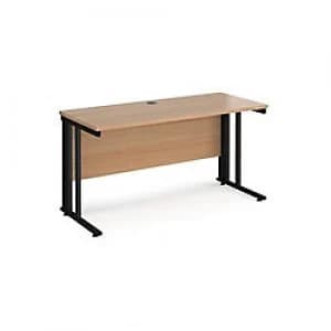 Image of Maestro 25 Desk with Cable Management Depth 600 mm Walnut
