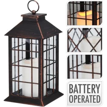 Image of The Spirit Of Christmas Lantern with Candle - Copper/Black