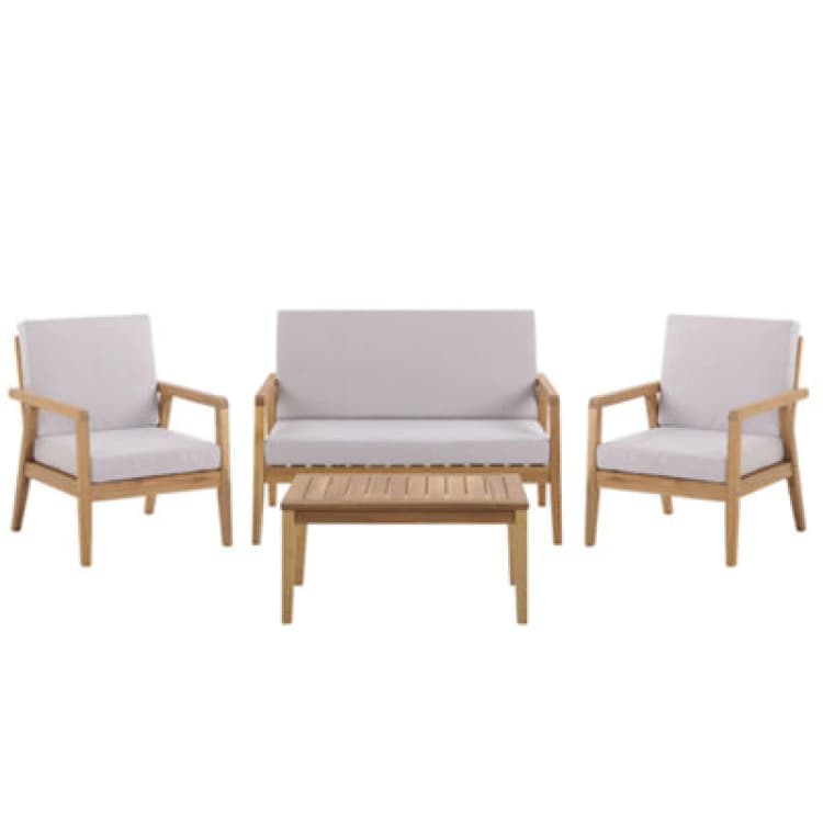 Image of Beliani Garden Lounge Set With Table 4 Seater Pallano Acacia Wood Taupe