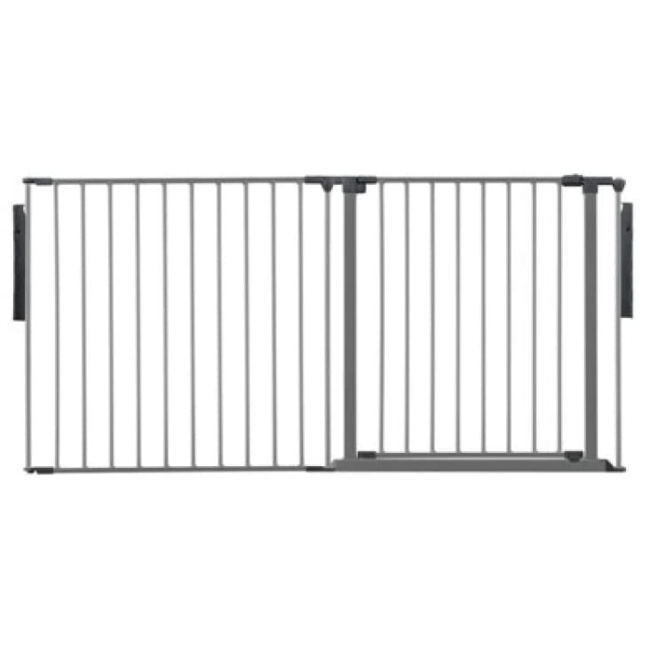 Image of Safetots Premium Multi Panel Room Divider, Up To 154Cm Wide, Grey, 70Cm Tall, Flexible Barrier With Door For Baby And Toddler