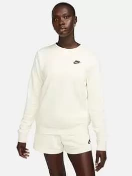 Image of Nike NSW Club Fleece Crew Sweatshirt - Cream, Size 2XL, Women