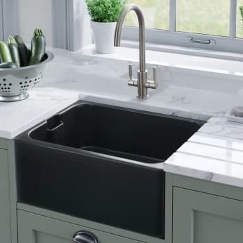 Image of Belfast Ceramic Single Bowl Kitchen Sink Waste Anthracite Grey - Rangemaster