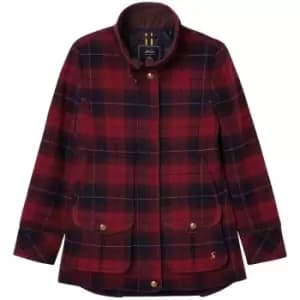 Image of Joules Womens Fieldcoat Tweed Jacket Red Tweed 16