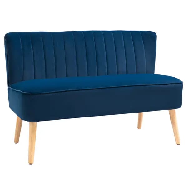 Image of HOMCOM 117cm Two-Seat sofa, Velvet Seat Sofa with Wood Frame Foam Padding High Back Soft Comfortable Compact Couch, Grey