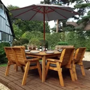 Image of Charles Taylor Eight Seater Square Table, Chair and Bench Set with Grey Accessories