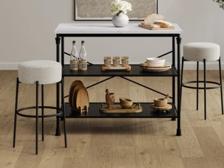 Image of LPD Anais Ivory Boucle Fabric Bar Stool