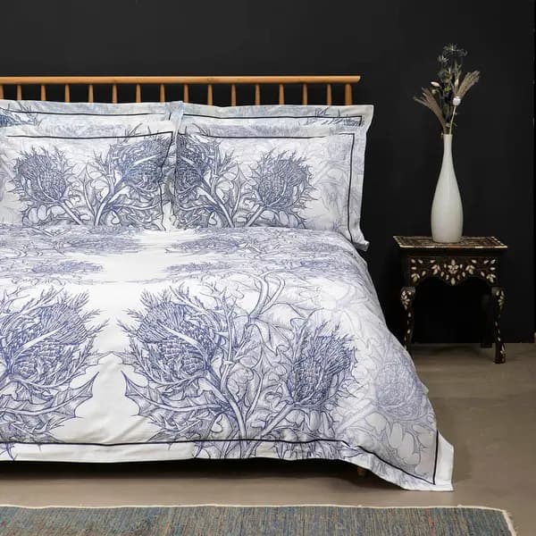 Image of Timorous Beasties Thistle Duvet Set, Double, Azure Blue