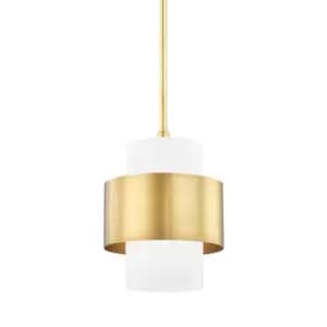 Image of Corinth 1 Light Small Pendant Brass, Glass
