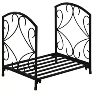 Image of Outsunny Firewood Log Holder Wood Storage Rack With Scrolls Outdoor Indoor Black