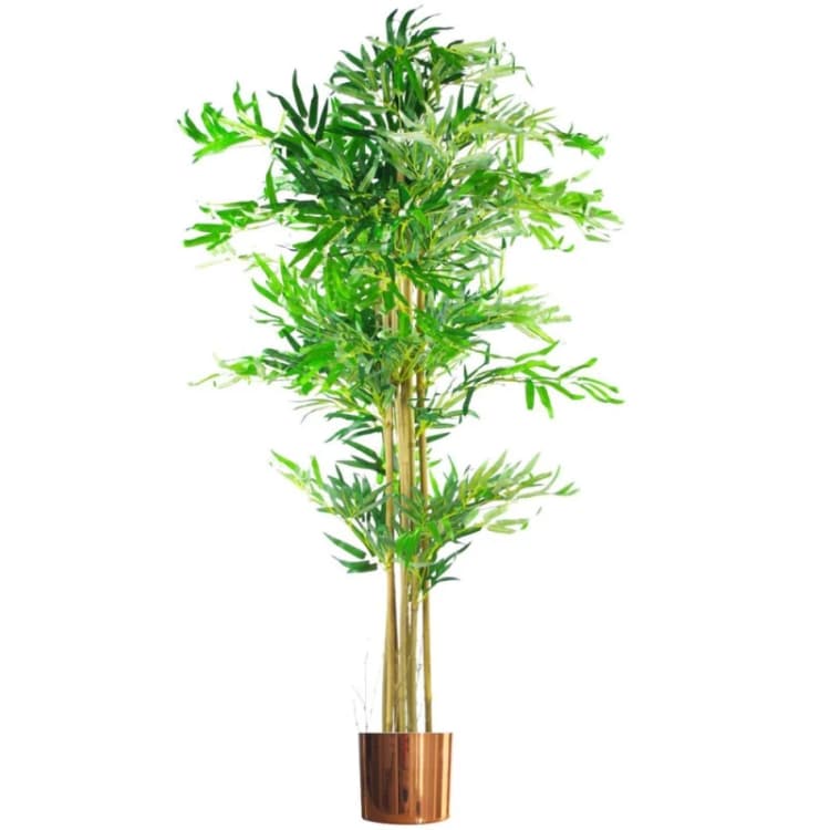 Image of Leaf 150cm (5ft) Natural Look Artificial Bamboo Plants Trees - XL with Copper Metal Planter Green