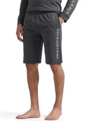 Image of Polo Ralph Lauren Polo Ralph Lauren Vertical Logo Lounge Shorts, Charcoal Heather, Size L, Men