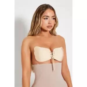 Image of I Saw It First Lace Up Stick On Enhancing Bra - Brown