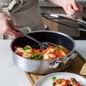Image of GreenPan Premiere 3ply Stainless Steel 26cm Covered Skillet Silver