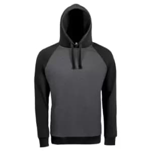 Image of SOLS Unisex Seattle Contrast Raglan Hoodie (3XL) (Charcoal Marl/Black)