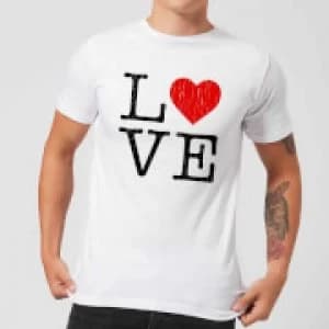 Image of Love Heart Textured T-Shirt - White - 3XL