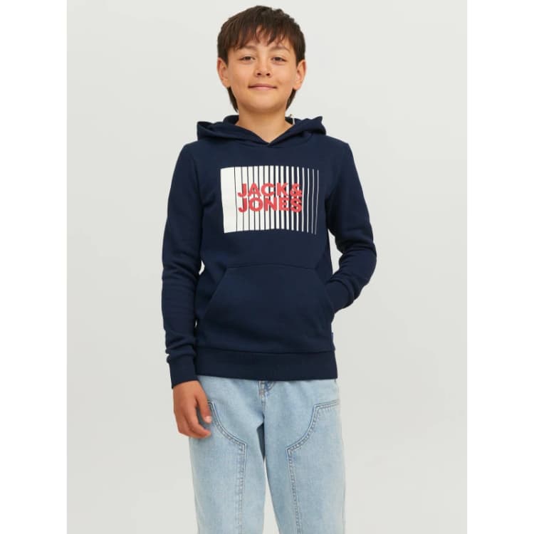 Image of Jack and Jones Kids Play Logo Hoodie Navy Blazer male 8 Years