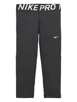 Image of Nike Girls Nike Pro Capri Tight - Black/White, Size Xs=6-8 Years