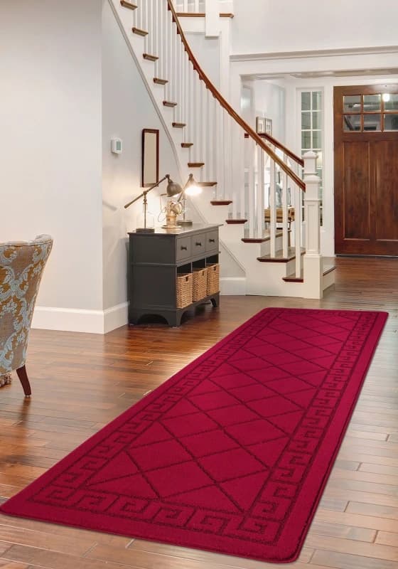 Image of Smart Living Smart Living Tribela Heavy Duty Machine Washable Hallway Kitchen Non Slip Door Mat in Red Size: 80cm x 300cm Red 80cm x 300cm Unisex 86