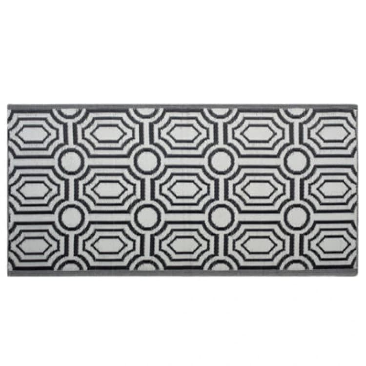 Image of Beliani Outdoor Rug Bidar Black 90 X 180 Cm Reversible