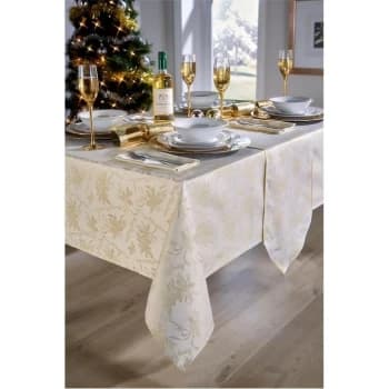 Image of The Spirit Of Christmas Jacquard Garland Napkin - Cream/Gold
