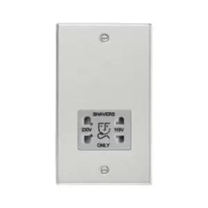 Image of Knightsbridge 115/230V Dual Voltage Shaver Socket with Grey Insert - Square Edge Brushed Chrome