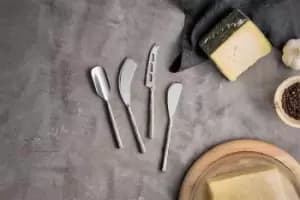 Image of Nkuku Darsa Cheese Knife Set Set Of 4 Serveware Silver Approx 14 cm