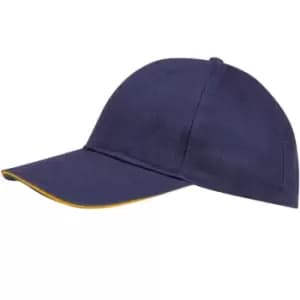 Image of SOLS Unisex Buffalo 6 Panel Baseball Cap (One Size) (French Navy/Neon Orange)