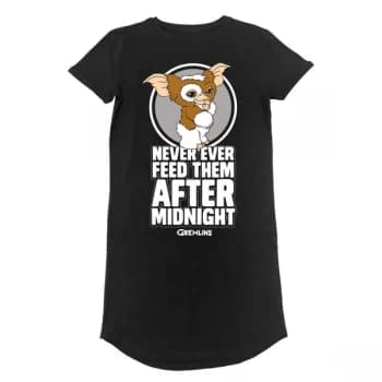 Image of Gremlins - Dont Feed After Midnight Womens Large T-Shirt Dress - Black
