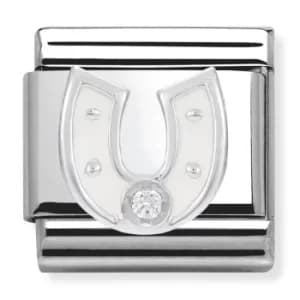 Image of Nomination CLASSIC Silvershine White Horse Shoe Charm 330305/12