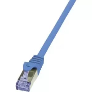Image of LogiLink CQ3046S RJ45 Network cable, patch cable CAT 6A S/FTP 1.50 m Blue Flame-retardant, incl. detent