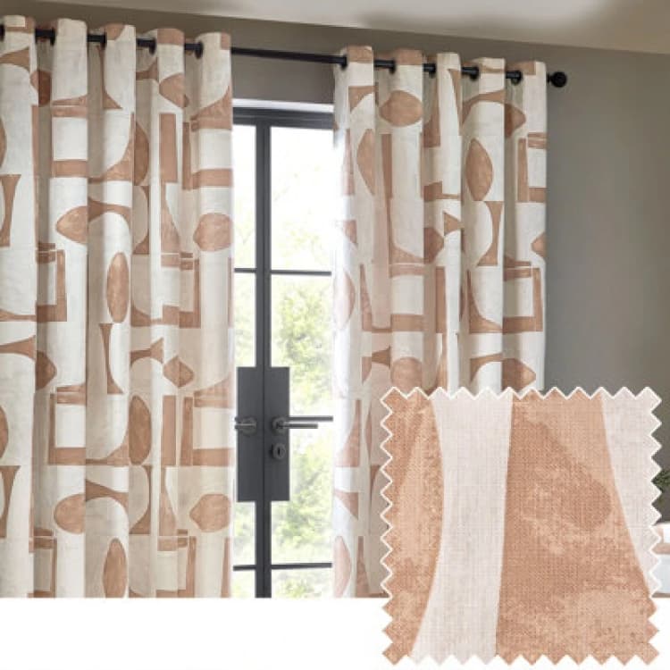 Image of Carro Abstract Curtains Clay, Clay / 117 x 183cm