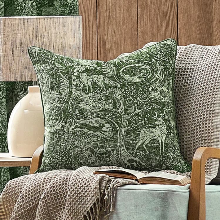 Image of Furn Winter Woods Jacquard Chenille Polyester Filled Cushion Emerald