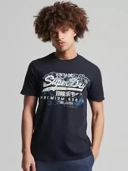 Image of Superdry Vintage Vl Graphic T-Shirt, Navy, Size 2XL, Men
