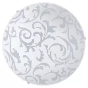 Image of Wall Flush Ceiling Light White Shade White With Satin Glass Bulb E27 1x60W