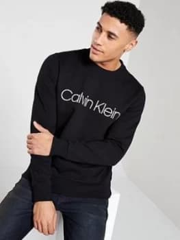 Image of Calvin Klein Cotton Logo Sweatshirt - Black Size M Men