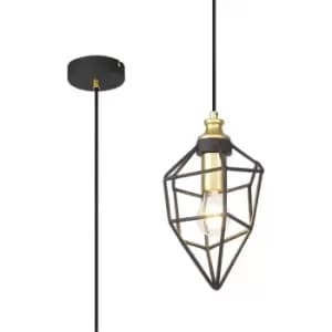 Image of Small Wire Pendant, 1 x E27, Painted Gold & Sand Black