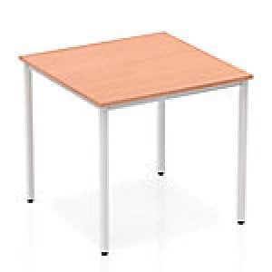 Image of Impulse Straight Table 800 Beech Box Frame Leg Silver