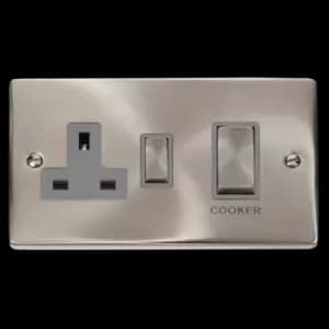 Image of Click Scolmore Deco Ingot 45A Cooker Switch Unit with 13A 2 Pole Switched Socket - VPSC504GY