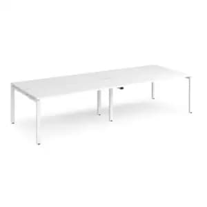Image of Bench Desk 4 Person Rectangular Desks 3200mm White Tops With White Frames 1200mm Depth Adapt