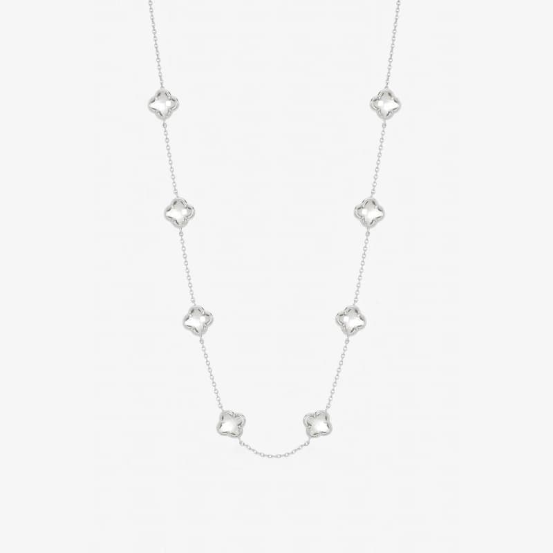 Image of Inicio Crystal Clover Necklace - Gift Pouch Silver female One Size
