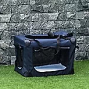 Image of Pawhut Folding Pet Carrier Soft Dark Blue 415 x 410 mm