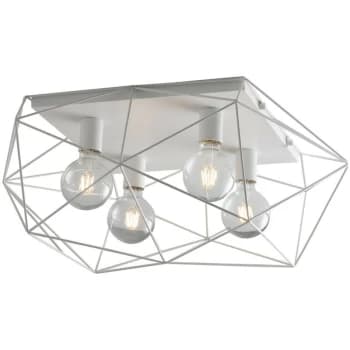 Image of Fan Europe Abraxas - Globe Cage Semi Flush Ceiling Light, White, E27