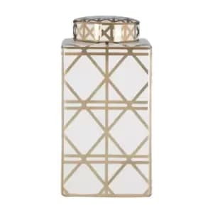 Image of 31cm White and Gold Ceramic Jar