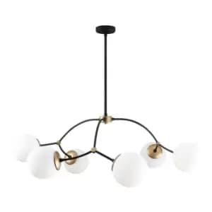 Image of Cristal Model 5 Deco 6-light Ceiling Lamp with Glass Lampshades